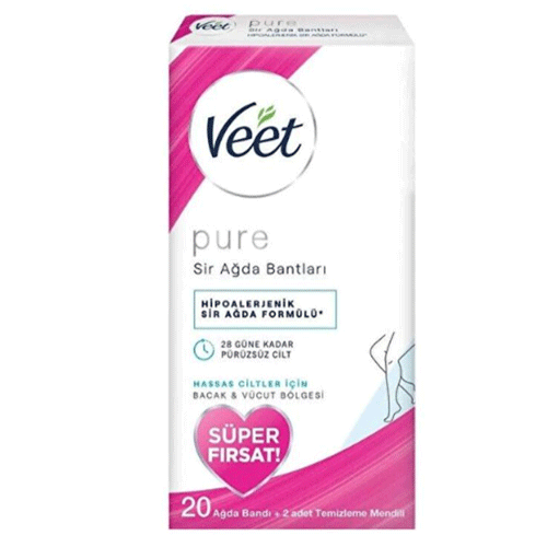 Veet-Pure-Bacak-ve-Vücut-Bölgesi-Sir-Ağda-Bantları-20-Adet نوارهای موبر پا و بدن ویت پیور Veet Pure بسته 20 عددی - Image 1