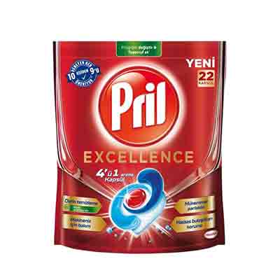 pril قرص ماشین ظرفشویی 4 کاره پریل Pril Excellence بسته 22 عددی (اتریشی) - Image 1