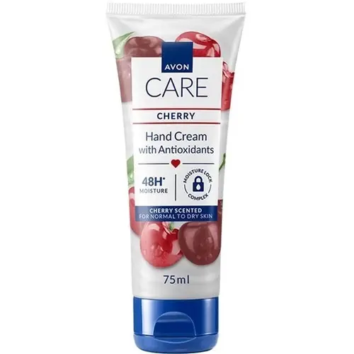 560x5601-ezgif.com-resize کرم مرطوب کننده دست انگلیسی آون Avon Care Cherry Hand Cream با رایحه گیلاس 75 میل - Image 1