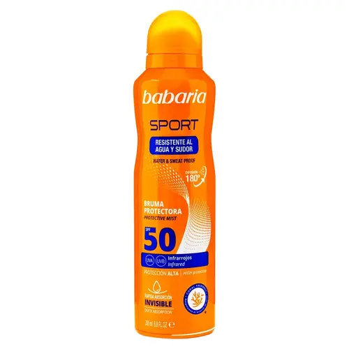 63669_03-ezgif.com-resize اسپری ضدآفتاب اسپانیایی باباریا Babaria Sport SPF 50 ورزشی 200 میل - Image 1