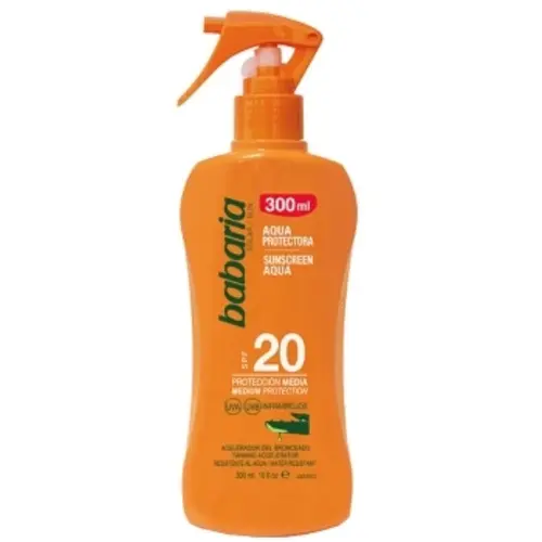 8410412490290-ezgif.com-resize اسپری برنز کننده اسپانیایی باباریا Babaria SOLAR SPF20 تثبیت کننده رنگ پوست 300 میل - Image 1