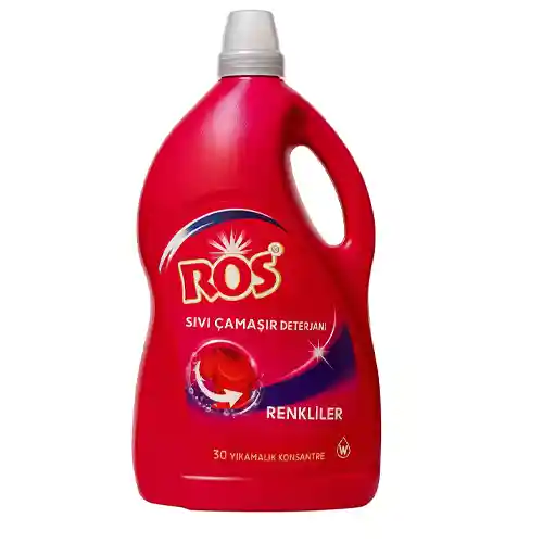Colorful laundry detergent container close-up copy مایع لباسشویی رز Ros SIVI ÇAMAŞIR DETERJANI مناسب لباس های رنگی 4000 میل - Image 1