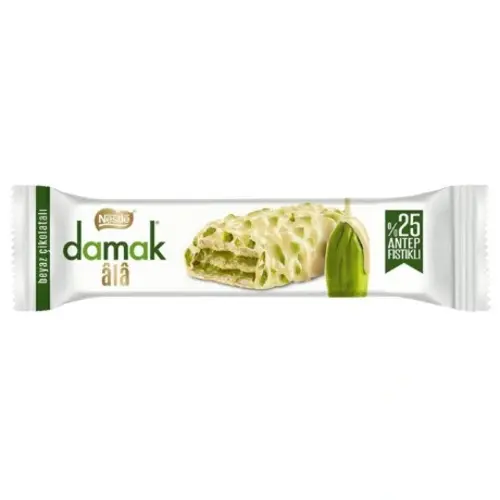 unnamed-ezgif.com-resize (1) ویفر نستله Nestlé Damak âlâ شکلات سفید با مغز پسته 30 گرم - Image 1
