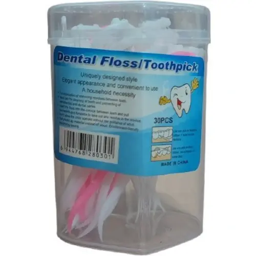 560x560-ezgif.com-resize نخ دندان کمانی فلاس تپیکس Dental floss Toothpick بسته 12 عددی - Image 1