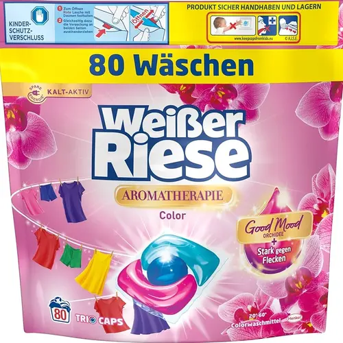 816vEwew4GL._AC_UF10001000_QL80_-ezgif.com-resize قرص بالشتکی لباسشویی آلمانی وایبر ریسه Weißer Riese مخصوص لباسهای رنگی 80 عددی - Image 1