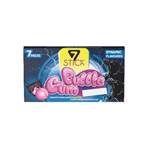 om copy آدامس سون استیک 7Stick Bubble Gum با طعم میوه ای بسته 7 عددی - Image 1