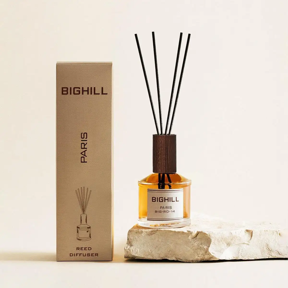 paris-big-rd-14-ab68-3 (1) خوشبوکننده هوای بیگهیل BIGHILLPARIS -RD-14 با رایحه عنبر و چوب صندل 120 میل - Image 1