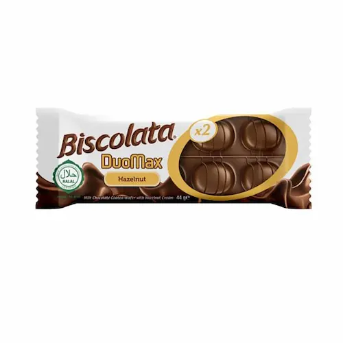 0000819_-biscolata-duomax-hazelnut شکلات بیسکولاتا دوماکس Biscolata DuoMax Hazelnut با طعم فندقی 44 گرم - Image 1