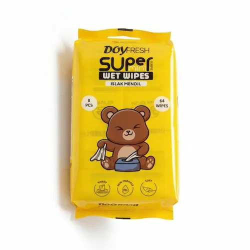 Nawilzane-Chusteczki-Sensitive-SUPER-MINI-WET-WIPES-8x8-szt-64szt-Zestaw-Marka-bez-marki دستمال مرطوب جیبی دویفرش سوپر Doyfresh Super سری زرد بسته 8 عددی - Image 1