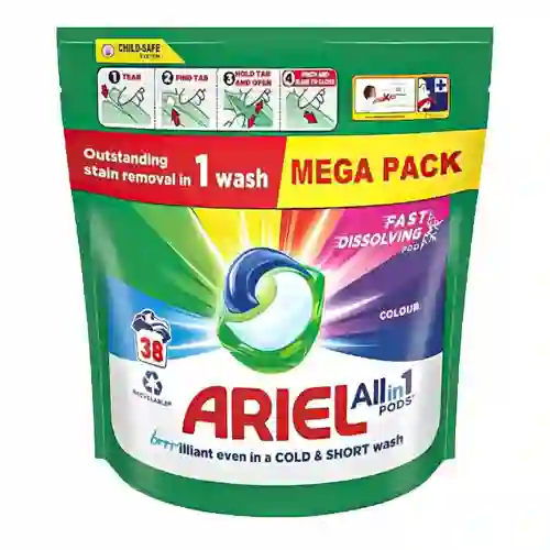 Untitled-1 قرص ماشین لباسشویی هلندی آریل Ariel Allin1 Pods مناسب لباسهای رنگی - بسته 38 عددی - Image 1