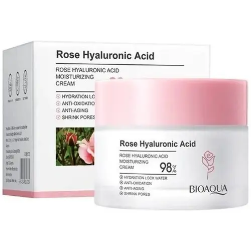 mE8inISN4p-W9XPj-ezgif.com-resize کرم مرطوب کننده صورت بیوآکوا BIOAQUA Rose Hyaluronic حاوی عصاره گل رز 50 گرم - Image 1