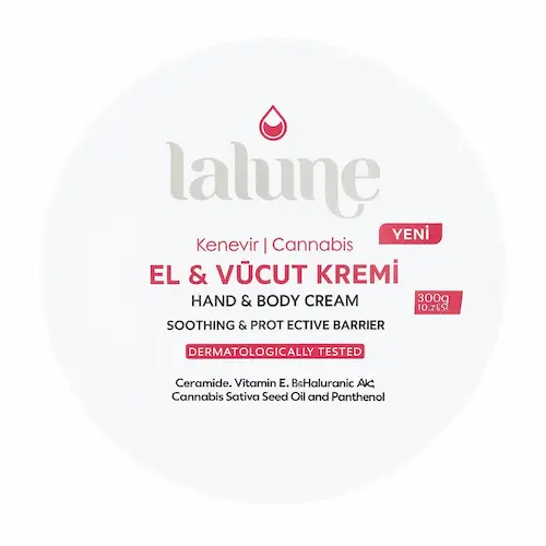 photo24279951955 کرم دست و بدن لالونه lalune HAND & BODY CREAM با عصاره شاهدانه 300 گرم - Image 1