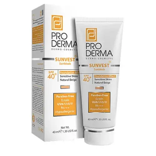 128264544202361911 کرم ضد آفتاب رنگی فیزیکال پرودرما PRODERMA Sunvest SPF40 پوست حساس 40 میل - Image 1
