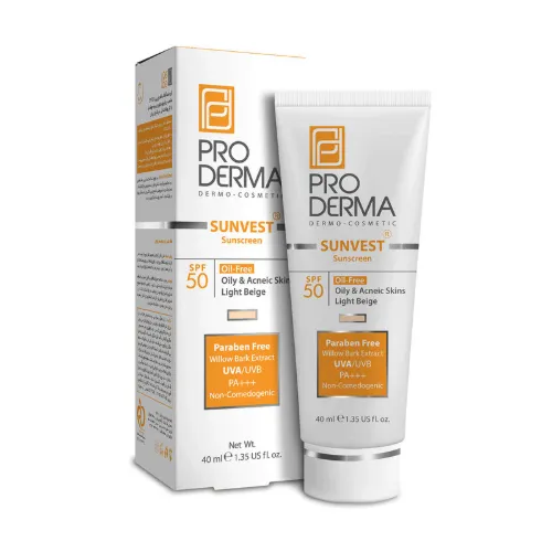 4674271 کرم ضد آفتاب رنگی پرودرما PRODERMA Sunvest SPF50 پوست چرب و جوش دار 40 میل - Image 1