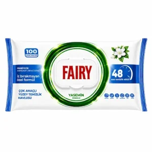 دستمال مرطوب فیری FAIRY YASEMİN با رایحه گل یاس - بسته 100 عددی