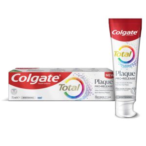 خمیر دندان کلگیت توتال مدل Plaque Pro Release ضد پلاک و سفیدکننده حجم ۷۵ میل