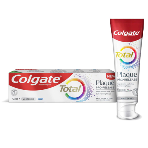 خمیر دندان کلگیت توتال مدل Plaque Pro Release ضد پلاک و سفیدکننده حجم ۷۵ میل