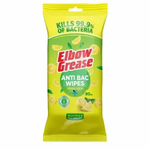 دستمال‌ تمیزکننده ضدباکتری البو گریس Elbow Grease با رایحه تازه لیمو بسته 80 عددی