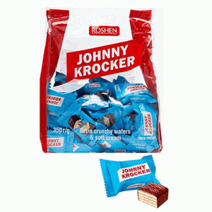 ویفر شکلات پذیرایی  Roshen johnny krockers جانی کراکر روشن با طعم کرم شکلات نارگیلی 350 گرم